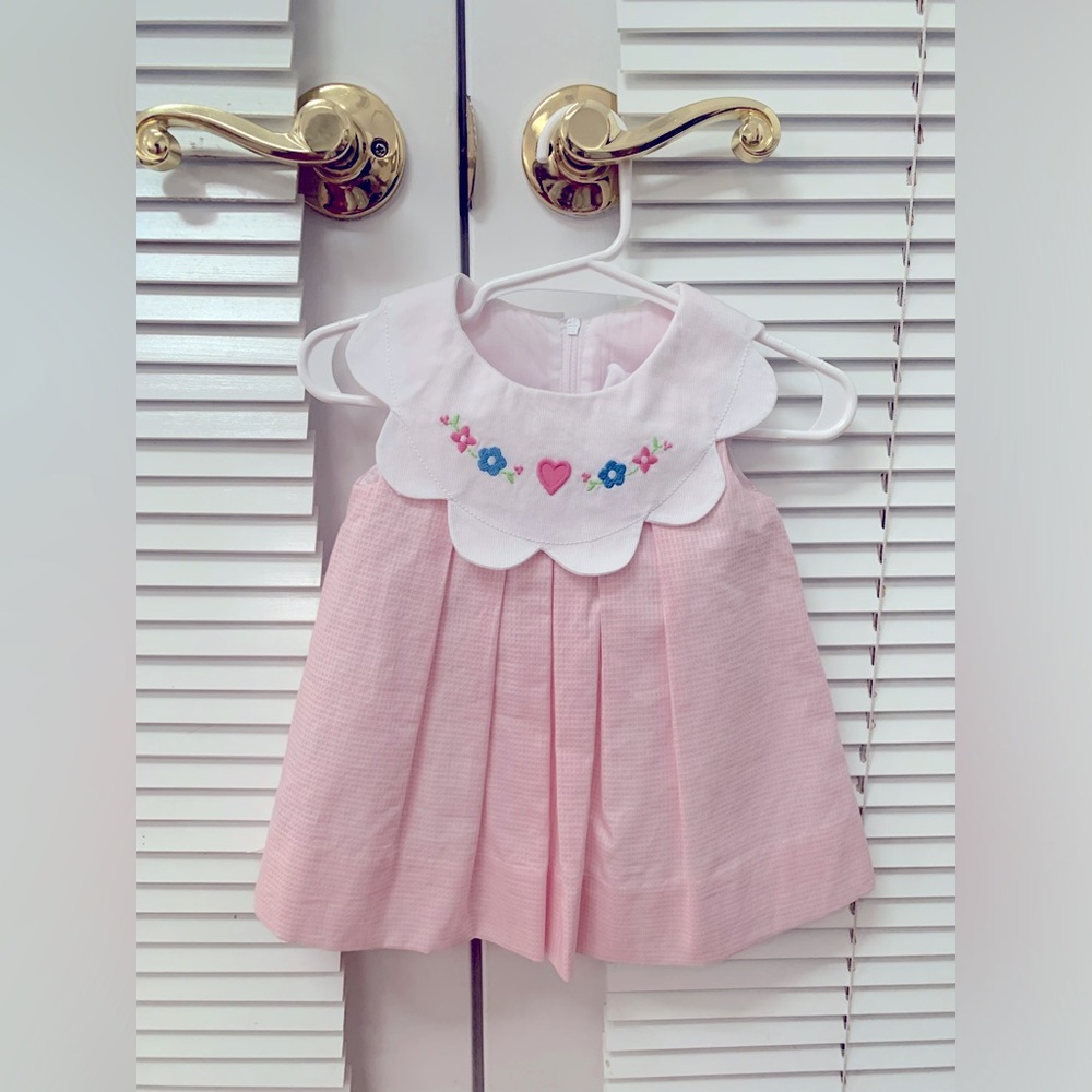 Florence Eiseman Pink Float Dress with Embroidered Neckline - 3M